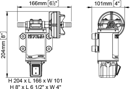 Marco UP3-S Pompe à engrenages bronze 4 gpm - 15 l/min avec on/off intégré (12 Volt) 3