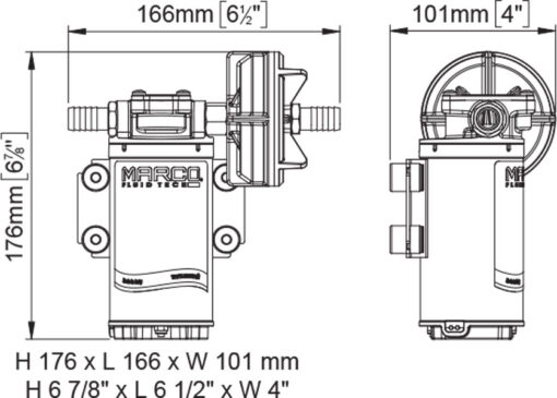 Compatible PWM - Marco UP8 Pompe à engrenages pour services lourds 2.6 gpm - 10 l/min (12 Volt) – Image 2