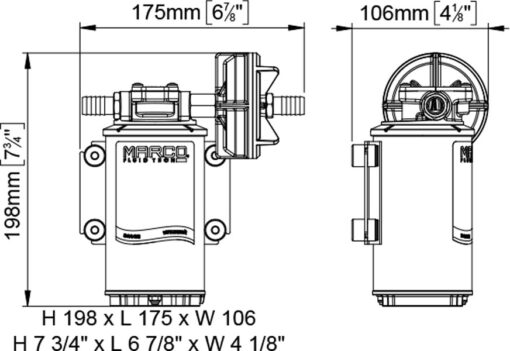 Marco UP9-P Pompe à engrenages PEEK 3.2 gpm - 12 l/min (24 Volt) – Image 2