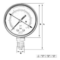 Rohrfedermanometer 100 mm mit Glyzerinfüllung unten 6-16-40-100 bar 4